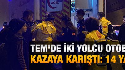 TEM Otoyolu'nun Kocaeli geçişinde tır ve iki şehirlerarası yolcu otobüsünün