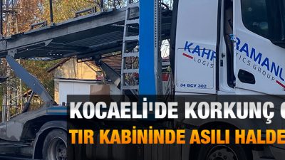 Kocaeli'nin Kartepe ilçesinde bir kişi, park halindeki tırın kabininde asılı