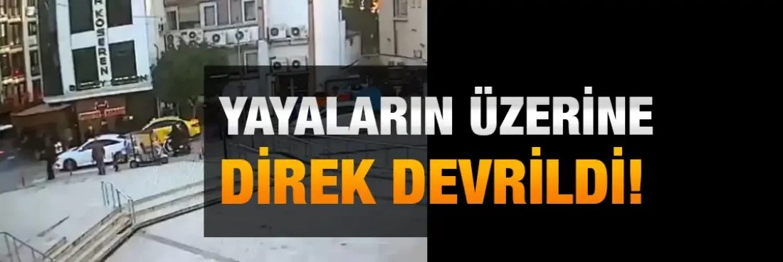 Kocaeli'nin Karamürsel ilçesinde SUV tipi aracın çarptığı aydınlatma direğinin yayaların