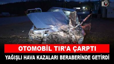 İzmit’te kontrolden çıkan otomobil elektrik direğine çarptı. Sürücü kazayı yara