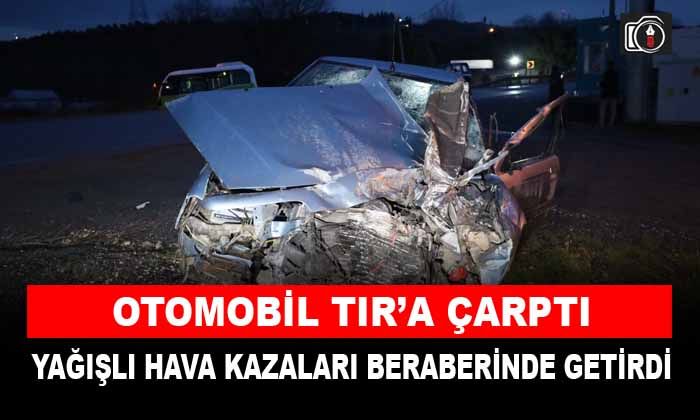 İzmit’te kontrolden çıkan otomobil elektrik direğine çarptı. Sürücü kazayı yara