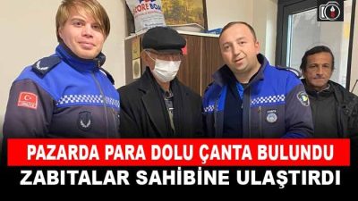 İzmit’te para dolu çantayı zabıtalar sahibine ulaştırdı. İzmit Belediyesi Zabıta