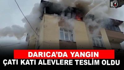 Darıca’da çatı katı alevlere teslim oldu | Darıca’da bir binanın