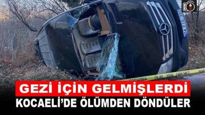 Kocaeli’de turistlerin içerisinde bulunduğu minibüs devrildi | Kocaeli’ye geziye gelen