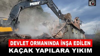 Gölcük’te kaçak yapılara yıkım | Gölcük’te devlet ormanına ait sınırlarda