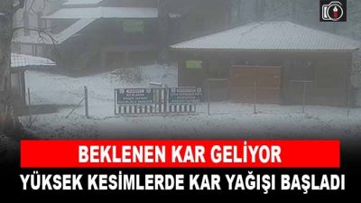 Kocaeli’de yüksek kesimlerde kar yağışı başladı. Kocaeli’nin Kartepe ve Gölcük