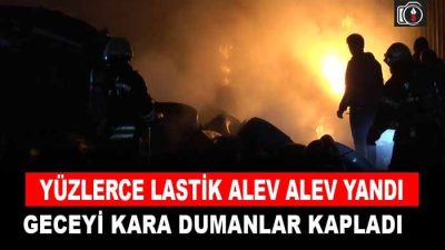 Gebze’de açık alanda depolanan yüzlerce lastik alev alev yandı. İtfaiye