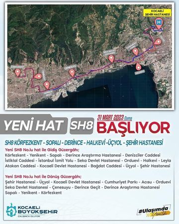 Kocaeli Şehir Hastanesi için ulaşıma girecek olan SH8 Nolu hat