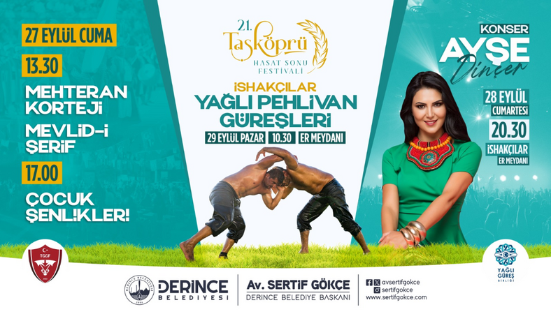Derince Belediyesi’nin düzenleyeceği 21. Taşköprü Hasat Sonu Festivali İshakçılar Yağlı