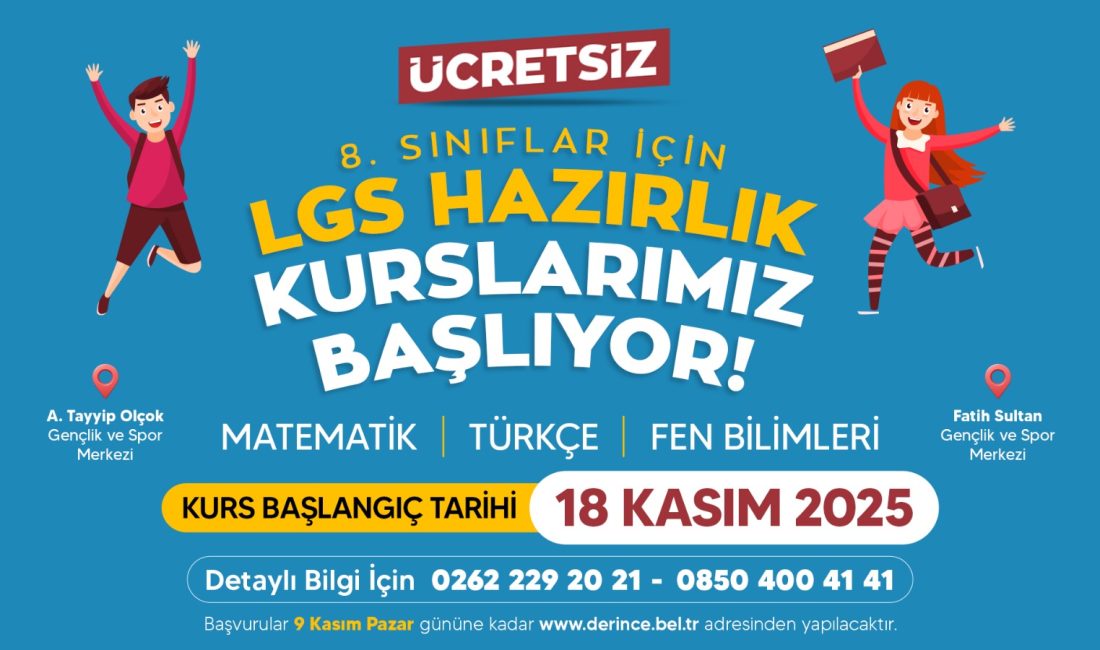 Derince Belediyesi’nin LGS’ye hazırlanan öğrenciler için ücretsiz olarak düzenleyeceği kurslarda