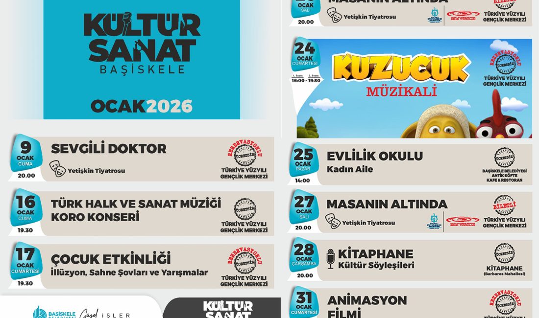 Başiskele Belediyesi, “Başiskele Kültür-Sanat” Ocak ayı etkinlik takvimiyle 2026 yılına