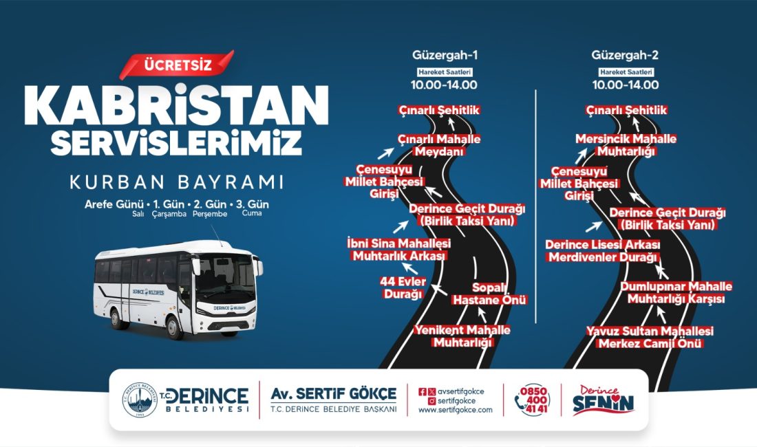 Derince Belediyesi, Arefe Günü ve Kurban Bayramı'nın ilk üç gününde