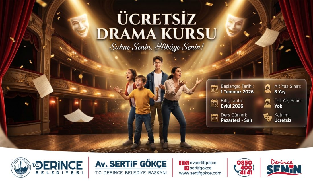 Derince Belediyesi’nin yaz döneminde düzenleyeceği ücretsiz drama kursuna katılmak isteyenler