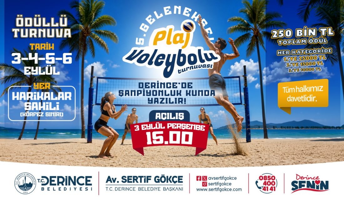 Derince Belediyesi’nin bu yıl beşincisini düzenleyeceği Geleneksel Plaj Voleybolu Turnuvası,