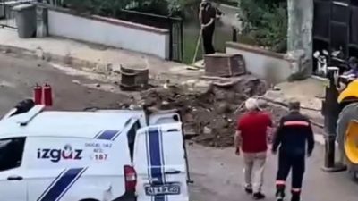 Kocaeli'nin Körfez ilçesinde yapılan kazı çalışması sırasında doğal gaz hattı