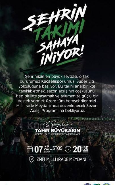 Kocaelispor, 2026-2027 sezonu öncesinde taraftarıyla İzmit Milli İrade Meydanı’nda buluştu.